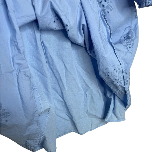 Zara Light Blue Eyelet Floral Mini Dress Long Sleeve Size Medium - Picture 6 of 13